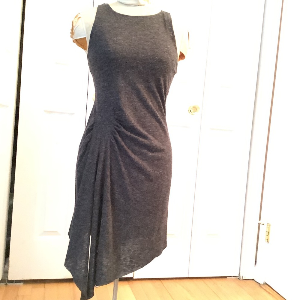 Kendall and Kylie Charcoal grey Assymetric Ruched dress Size Medium